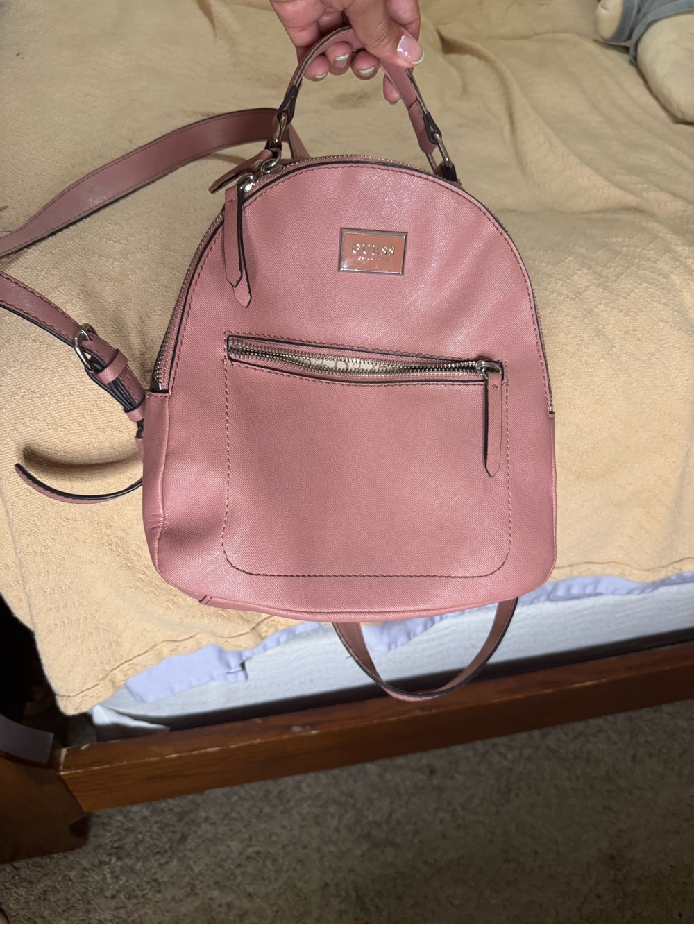 Guess Dusty Pink Faux Leather Mini Backpack